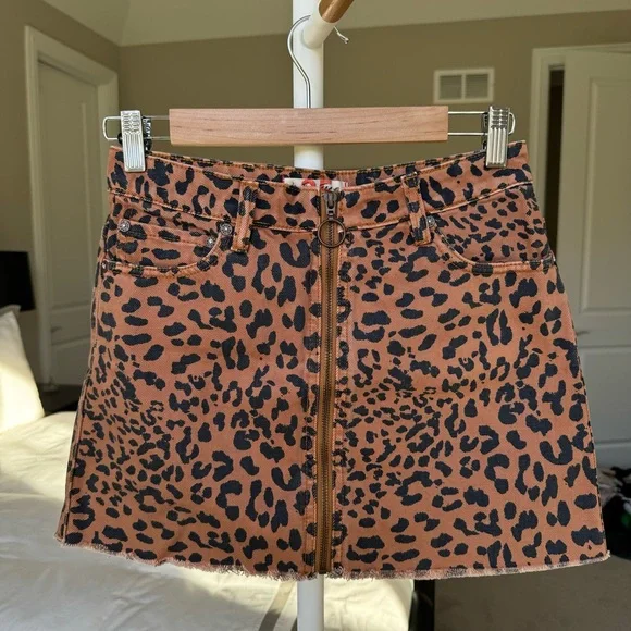 We The Free Cheetah Denim Mini Skirt - Picture 3 of 5